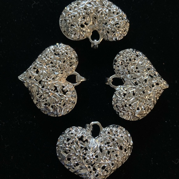 925 Silver Puffed Large Filigree Heart 1” length x 1 1/2” wide x 1/2” thick. - Picture 2 of 6